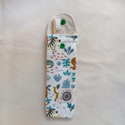 Funda para cepillo de dientes de tela para niños jungla